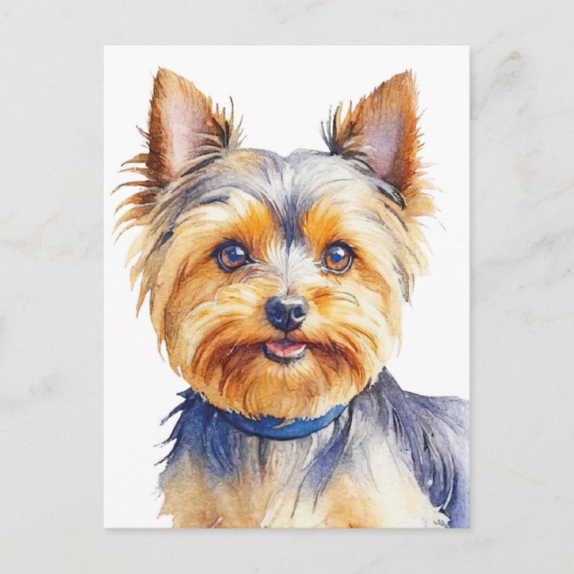 Fluffy Yorkshire Terrier Soft and Gentle Hund Art Vykort (Framsida)
