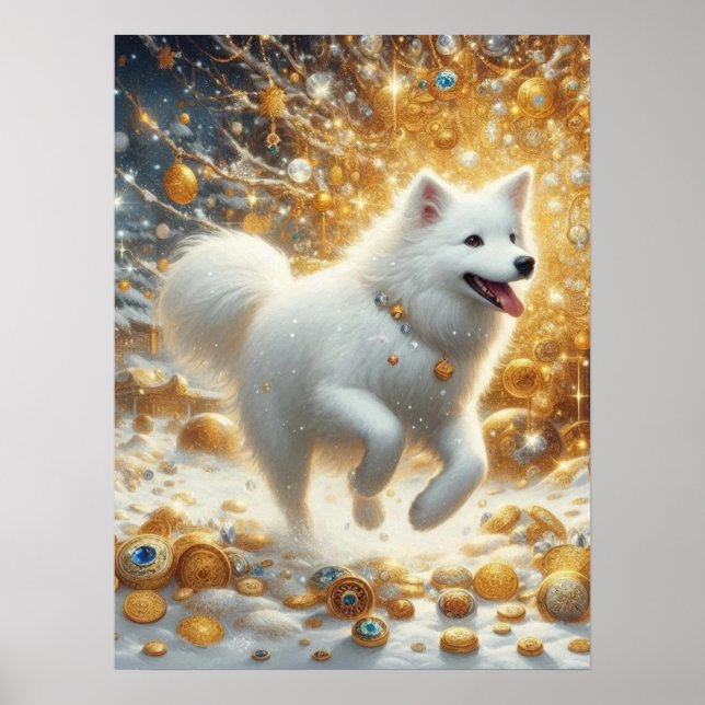 Fluffyvit hund poster (Framsidan)