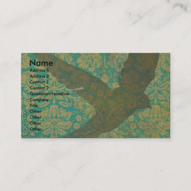 Fluga fågel på vintagetapetDigital konst Visitkort (Framsida)