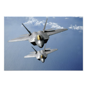 Fluga för två rovfåglar F-22 över Stilla havet Fototryck