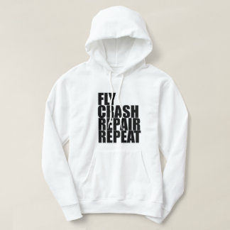 Flugan krasch, reparerar, repetition sweatshirt med luva