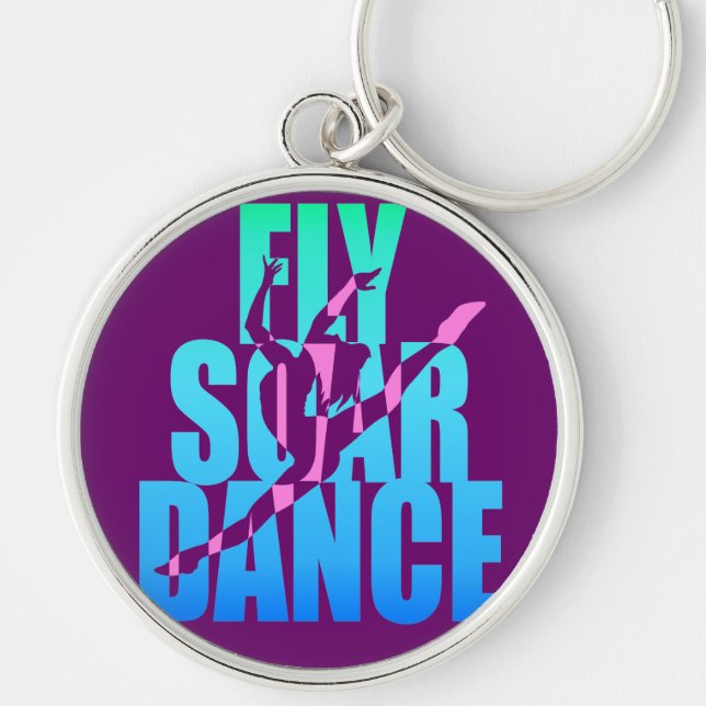 Flugan Soar dansen Rund Silverfärgad Nyckelring (Framsidan)