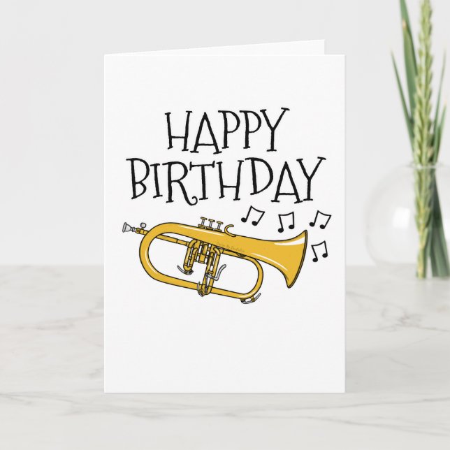 Flugelhorn Birthday Card Hornist Brass Musician Tack Kort (Framsida)
