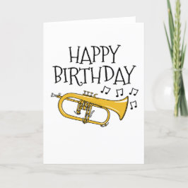 Flugelhorn Birthday Card Hornist Brass Musician Tack Kort
