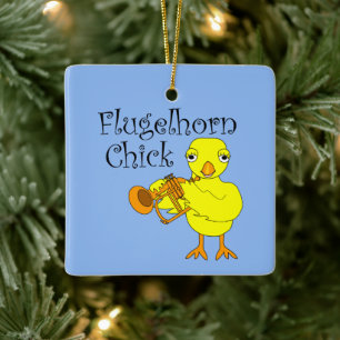 Flugelhorn Chick Text Julgransprydnad Keramik