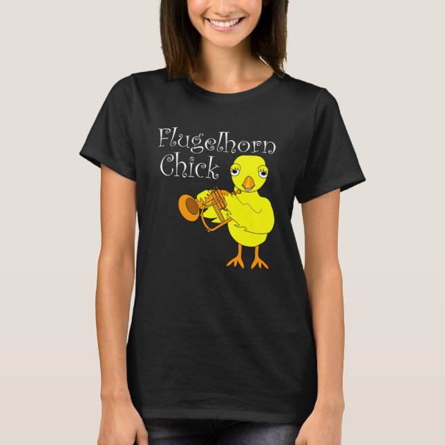Flugelhorn Chick Vit text T Shirt (Framsida)