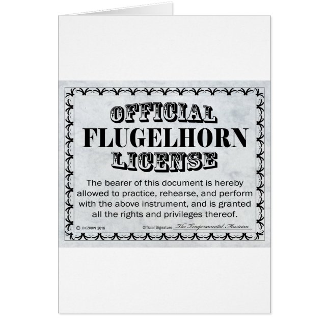 Flugelhorn Licence Hälsningskort (Framsidan)