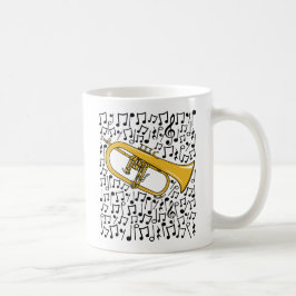 Flugelhorn med Musik noter, Brass Musician Kaffemugg