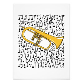Flugelhorn Musik noter Hornist Brass Musician Fototryck