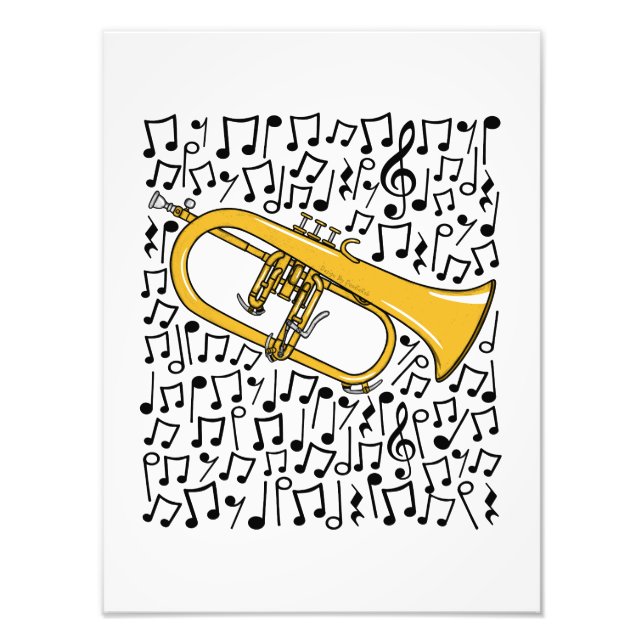 Flugelhorn Musik noter Hornist Brass Musician Fototryck (Framsidan)