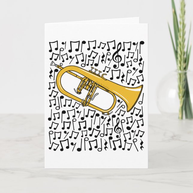 Flugelhorn Musik noter Hornist Brass Musician Helgkort (Framsida)