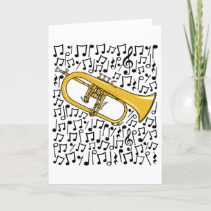 Flugelhorn Musik noter Hornist Brass Musician Helgkort