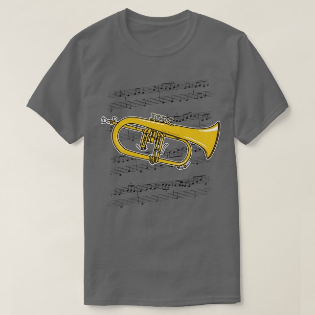 Flugelhorn Player Hornist Brass Musician Färg T Shirt (Design framsida)