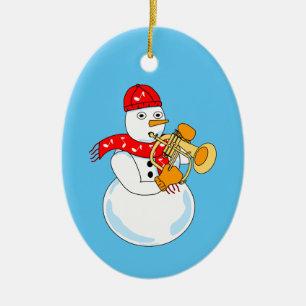 Flugelhorn Snögubbe Julgransprydnad Keramik