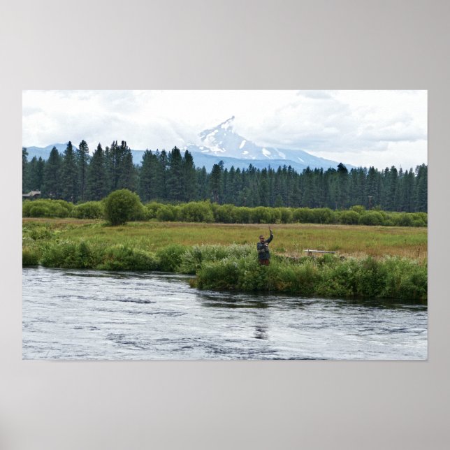 Flugfiskare på Metoliusfloden, Oregon Poster (Framsidan)