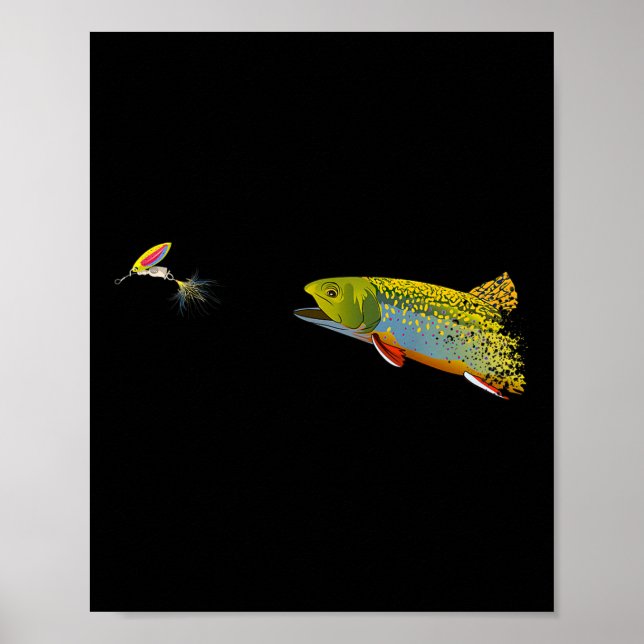 Flugfiske Bäckröding Grafik För Fiskare  Poster (Framsidan)