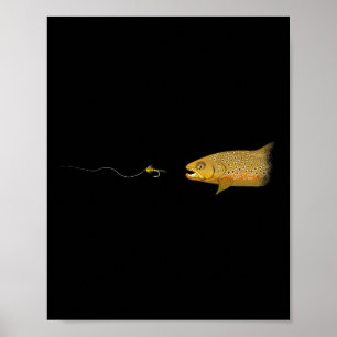 Flugfiske Brun Öring Torr Fluga Knutna Fiskare Poster