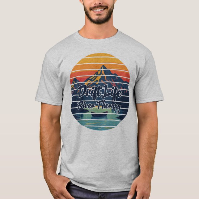 Flugfiske Drivbåt Flodterapi Retropresent T Shirt (Framsida)