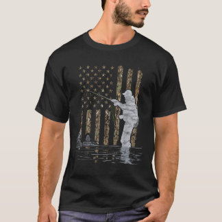Flugfiske Fiskare Amerikansk Flagga Kamouflage Flu T Shirt