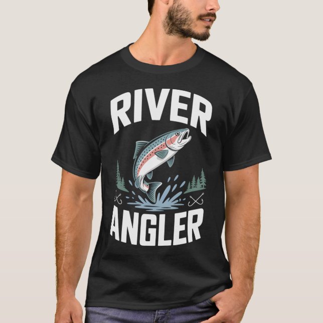 Flugfiske i flod t shirt (Framsida)