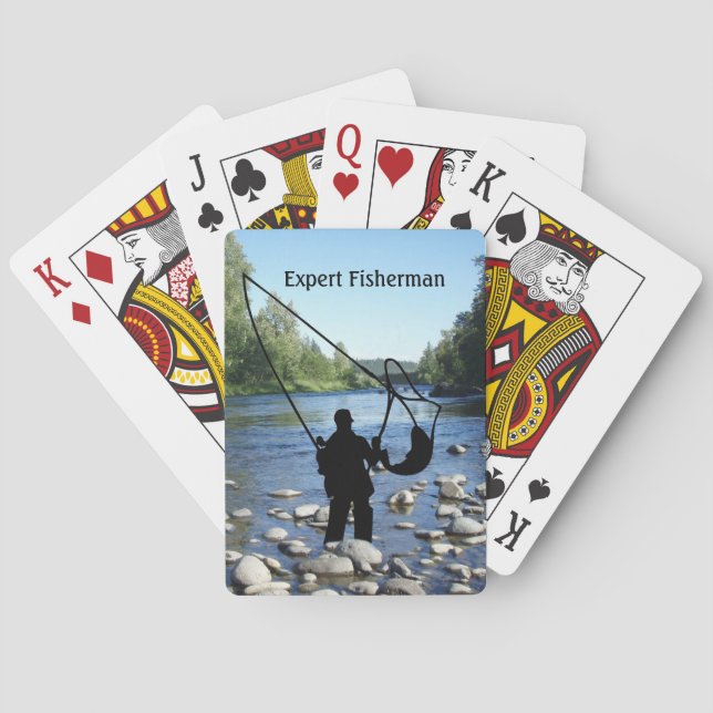 Flugfiske med fiskare i bäck Personalisera Casinokort (Baksidan)