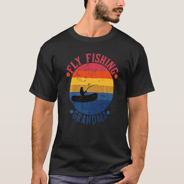 Flugfiske Mormor  Fiskare Mamma T Shirt (Framsida)