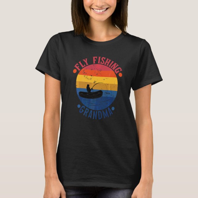 Flugfiske Mormor  Fiskare Mamma T Shirt (Framsida)
