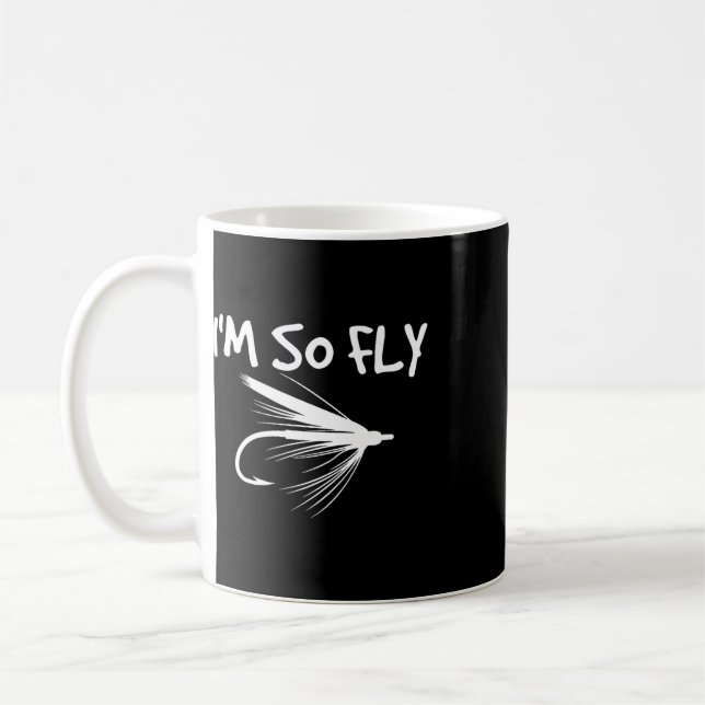 Flugfiske Roligt Fiskarpresent - Jag är så Fly!  Kaffemugg (Vänster)