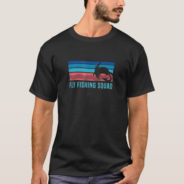 Flugfiske Squad Team Angler Fiskare T Shirt (Framsida)