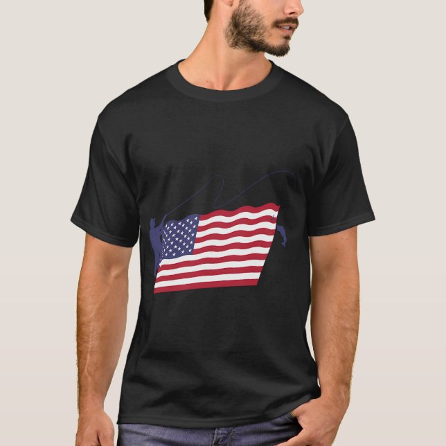 Flugfiske US Flagga T Shirt (Framsida)