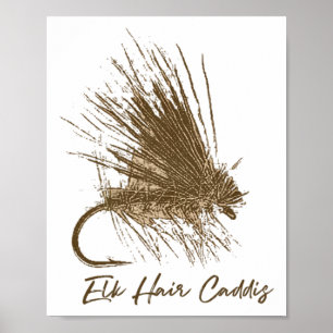 Flugfiske Vintage Elk Hair Caddis Ritning Poster