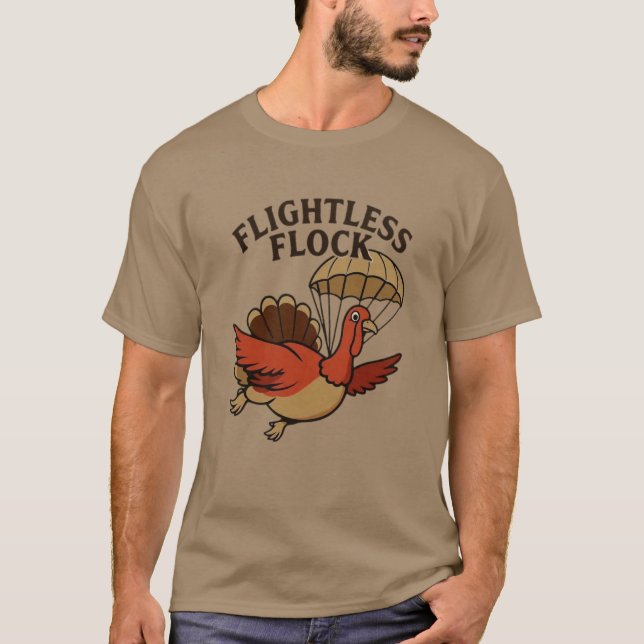 FLUGFUNKTIONSLÖS FLOCKT-Shirt T Shirt (Framsida)