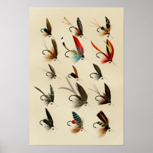 Flugor för öring 84 till 98 Vintage Poster
