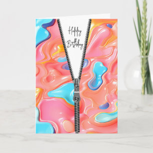 Fluid Abstract Design med Zipper för födelsedagen Kort