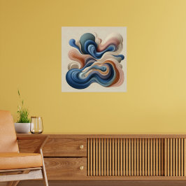 Fluid Abstrakt Flow - Earth & Blue Ribbon Art Poster