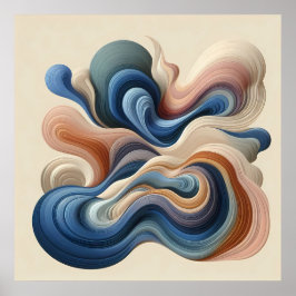 Fluid Abstrakt Flow - Earth & Blue Ribbon Art Poster