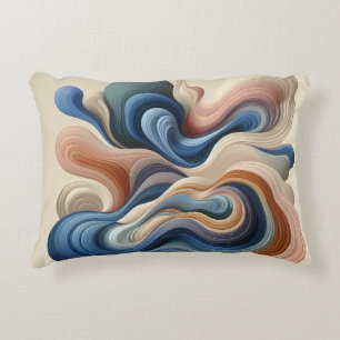 Fluid Abstrakt Flow - Earth & Blue Ribbon Art Prydnadskudde