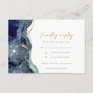 Fluid Abstrakt Guld flottan Glitter Bröllop OSA Tilläggskort