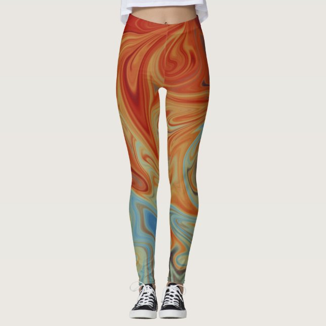Fluid abstrakt mönster leggings (Framsida)