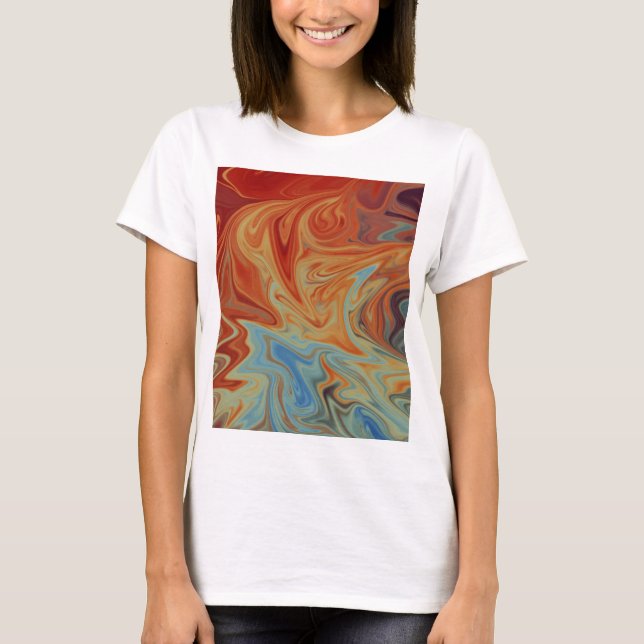 Fluid abstrakt mönster t shirt (Framsida)