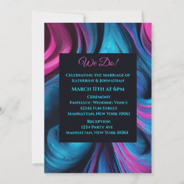 Fluid Art-Blue och Rosa i bröllop-Abstrakt Inbjudningar