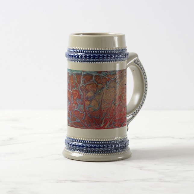 Fluid Art Tall Mugg i Blue Red and White (Framsida höger)