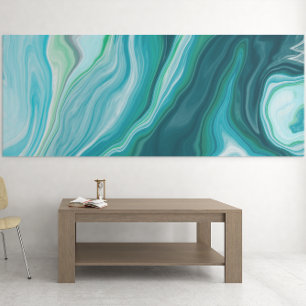 Fluid Blue and Turquoise Digital Art Poster