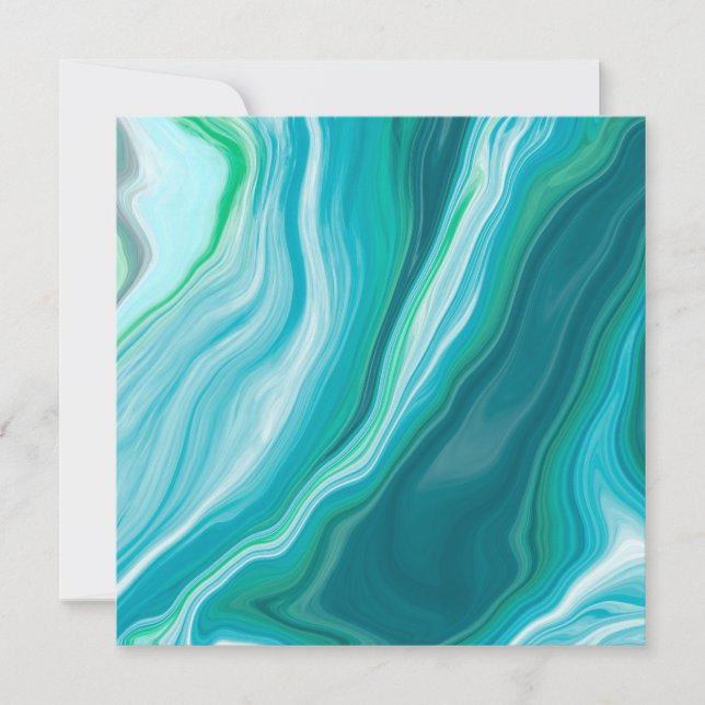 Fluid Blue och Turcos Digital Art Tack Kort (Framsida)