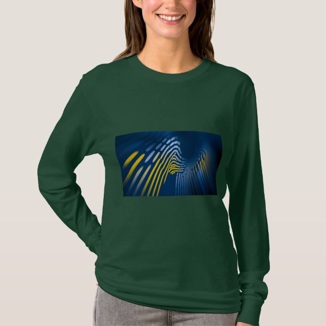 "Fluid Dynamics: A Symphony of Light and Rörelse" T Shirt (Framsida)