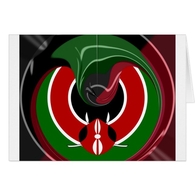 Fluid Kenyan-Flagga: Modern design Hälsningskort (Framsidan Horizontal)