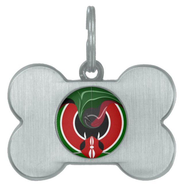 Fluid Kenyan-Flagga: Modern design ID-bricka Husdjur (Framsidan)
