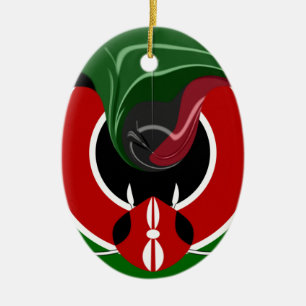 Fluid Kenyan-Flagga: Modern design Julgransprydnad Keramik