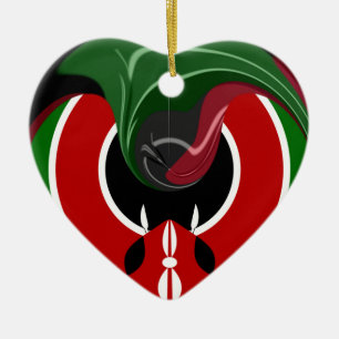Fluid Kenyan-Flagga: Modern design Julgransprydnad Keramik
