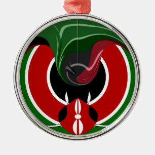 Fluid Kenyan-Flagga: Modern design Julgransprydnad Metall